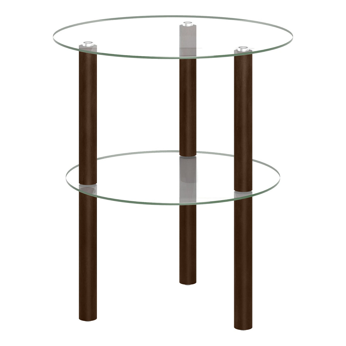 Round End Table with Tempered Glass Top and Shelf