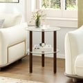 Round End Table with Tempered Glass Top and Shelf
