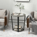 Round End Table with Storage Shelf and Metal Frame