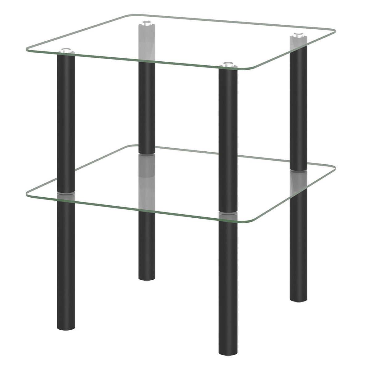Square End Table with Tempered Glass Top and Shelf
