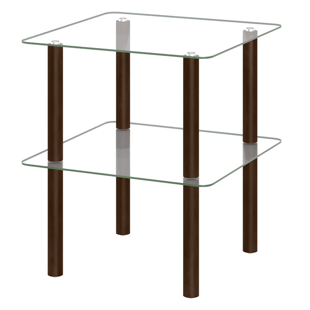 Square End Table with Tempered Glass Top and Shelf