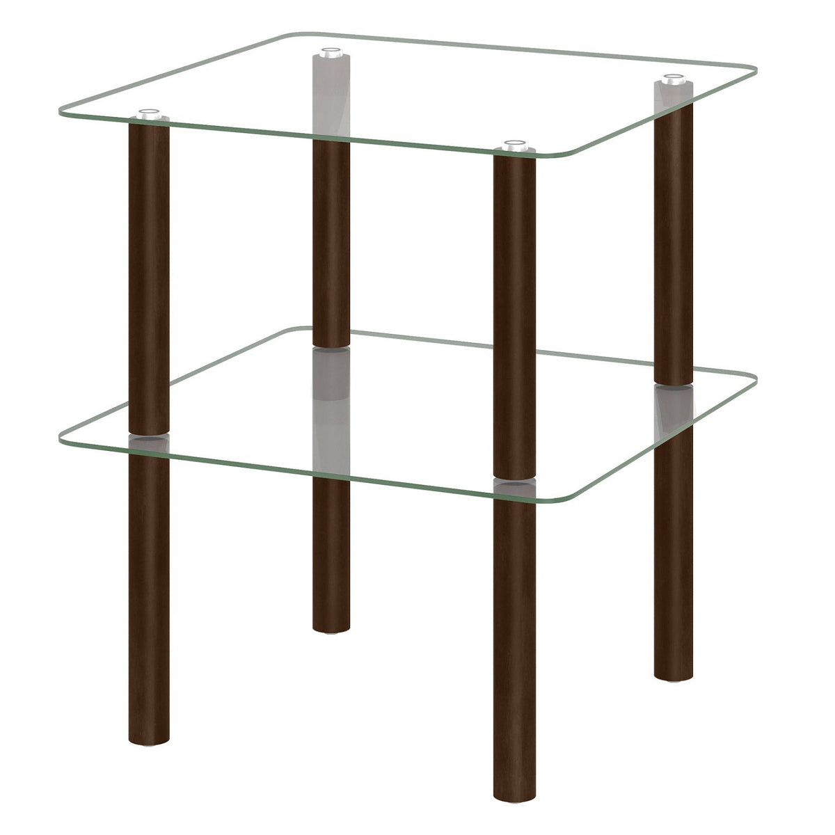 Square End Table with Tempered Glass Top and Shelf
