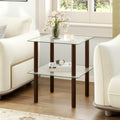 Square End Table with Tempered Glass Top and Shelf