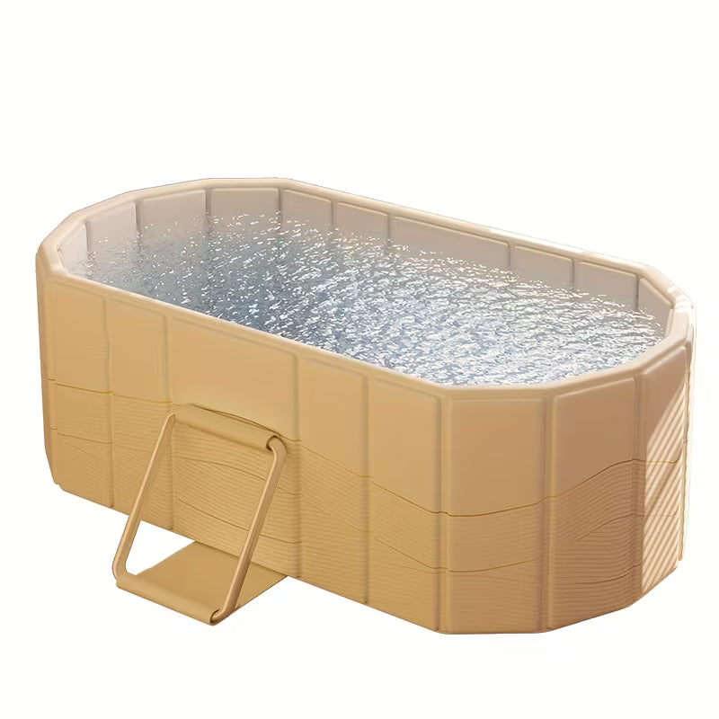 48-Inch Folding Portable Adult Bathtub with Corner Drain