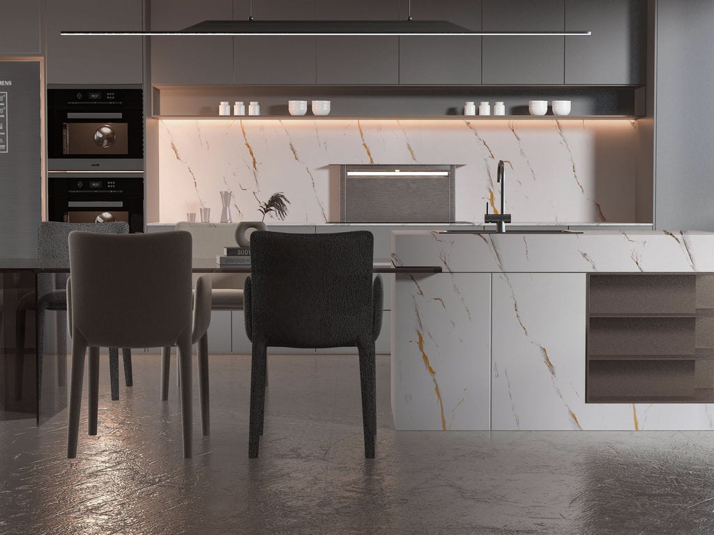 Caramel Vein PVC Marble PVC Wall Panel - Waterproof (4x8 ft, 32 sq. ft)