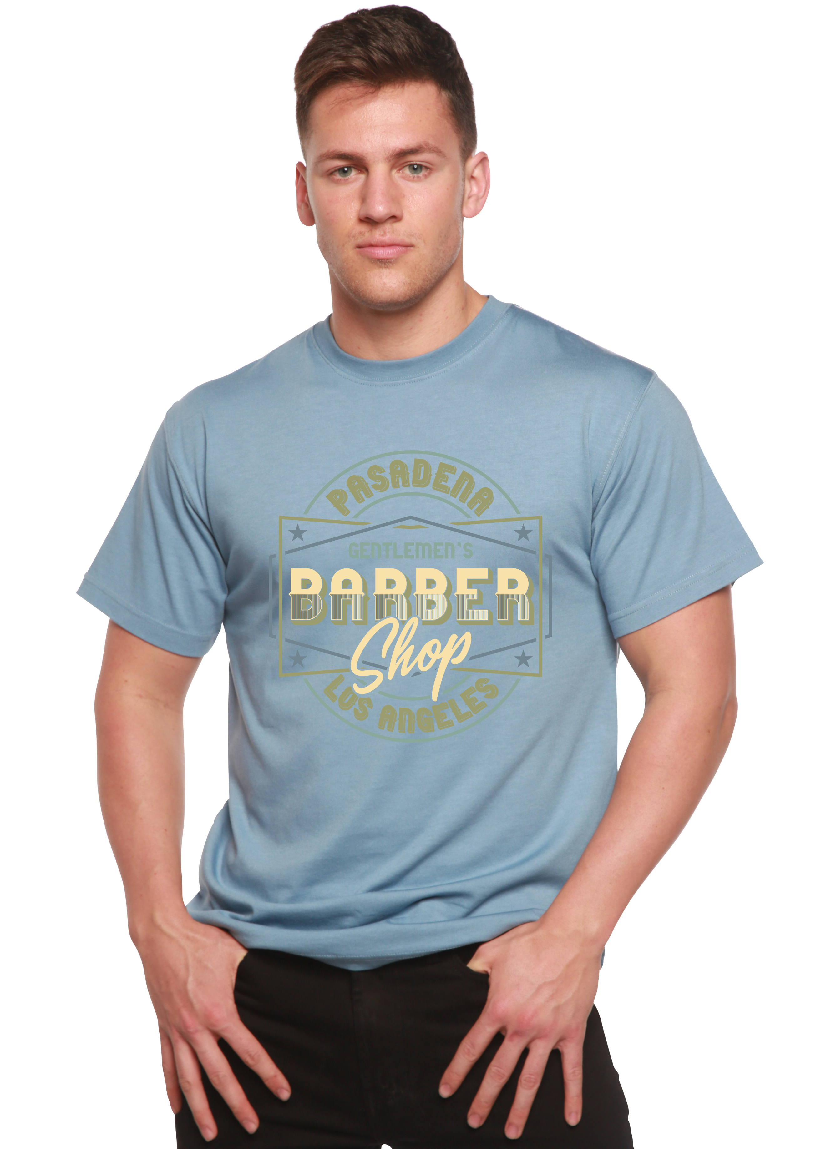 Gentlement's Barber Shop Men's Bamboo Viscose/Organic Cotton Short Sleeve Graphic T-Shirt