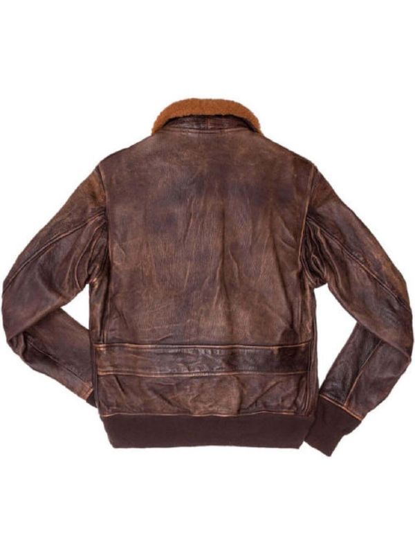 Aviator G1 Distressed Men’s Bomber Leather Jacket – Brown