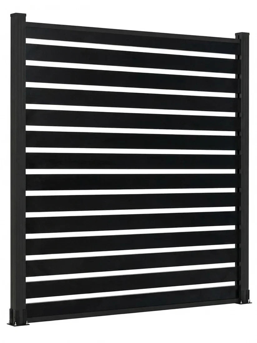 Black Aluminum Semi Privacy Fence - 6ft x 6ft