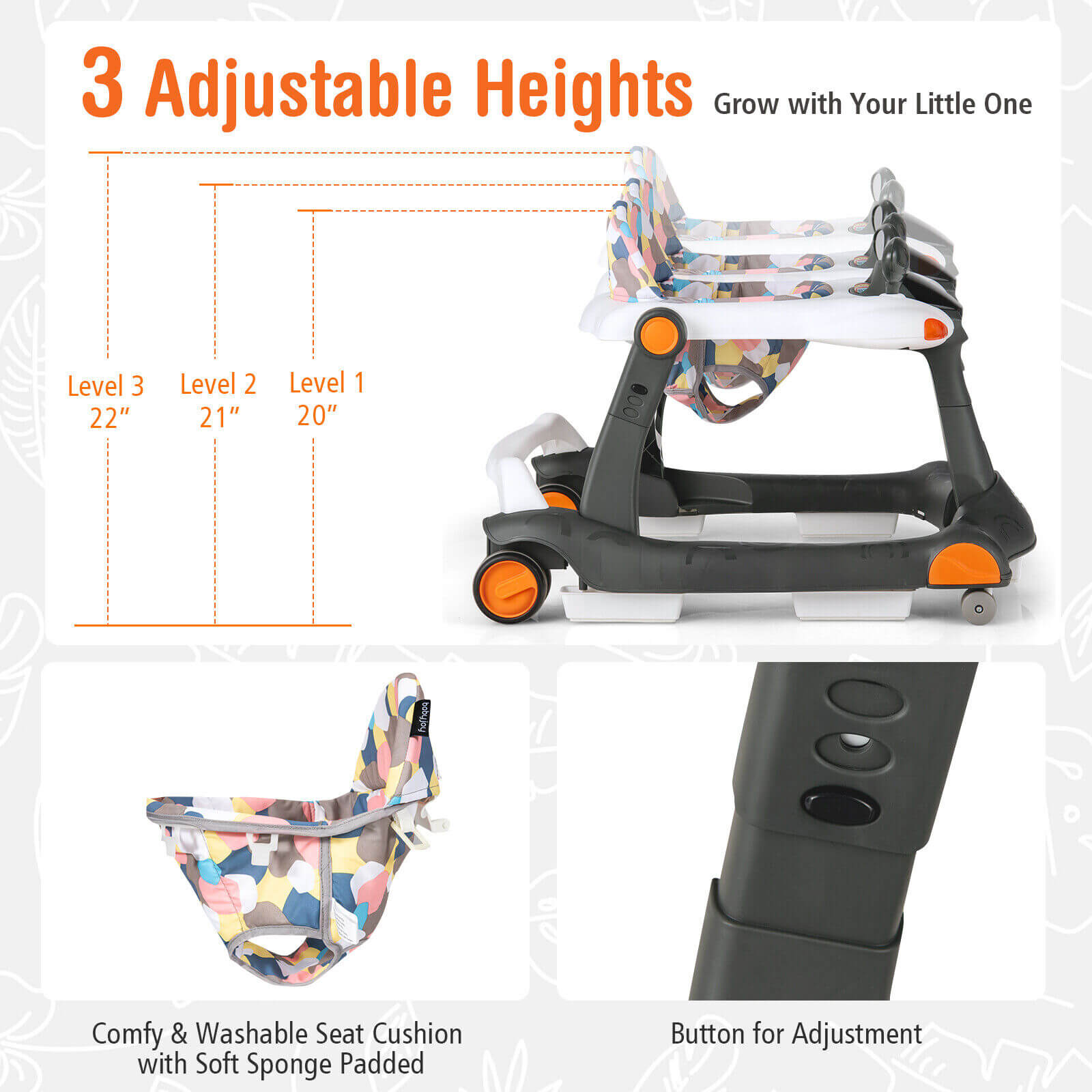 2-in-1 Foldable Activity Push Walker with Adjustable Height