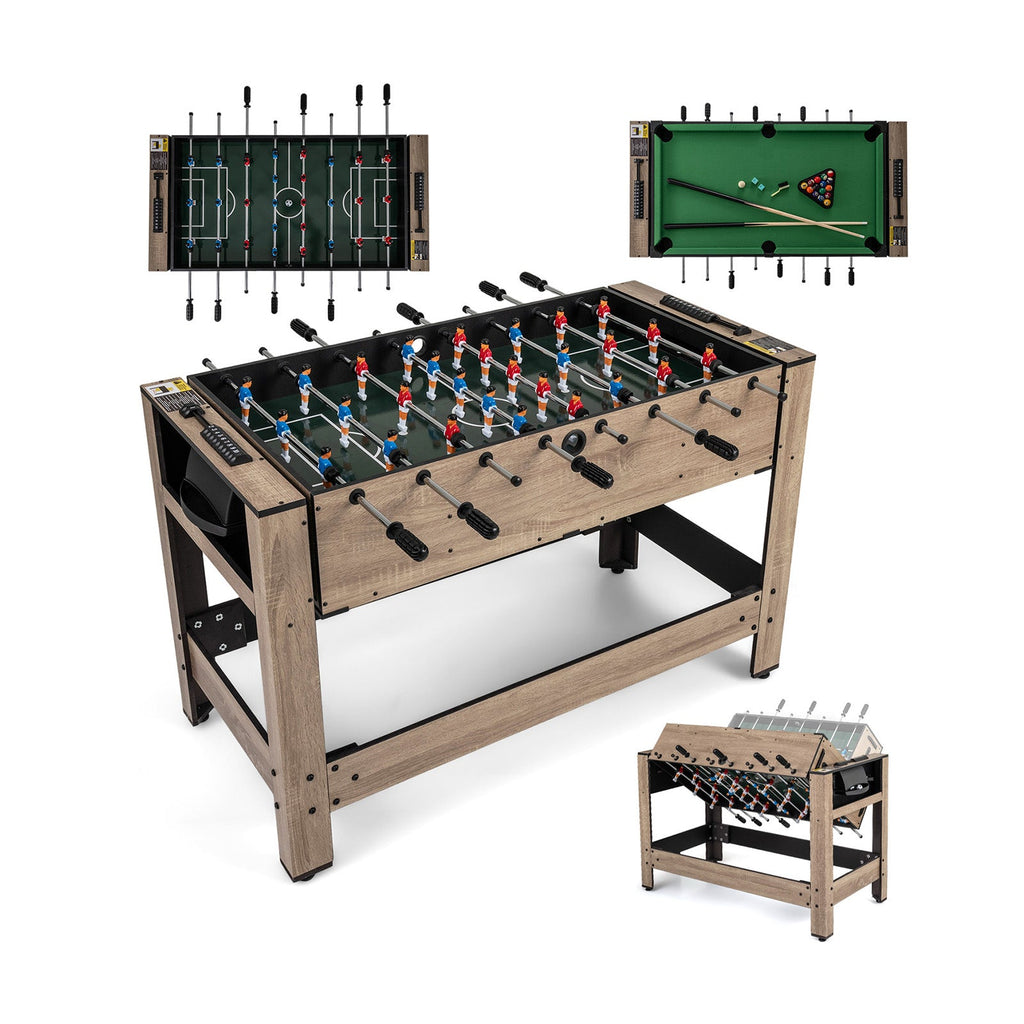 2-in-1 Swivel Game Table for Teens Adults-Brown