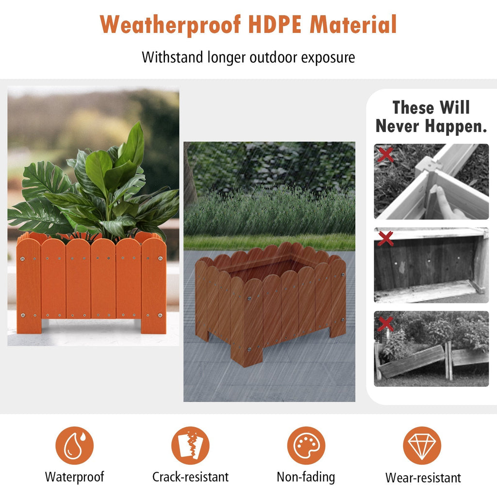 2 Pack Rectangular Planter Box with Drainage Gaps for Front Porch Garden Balcony