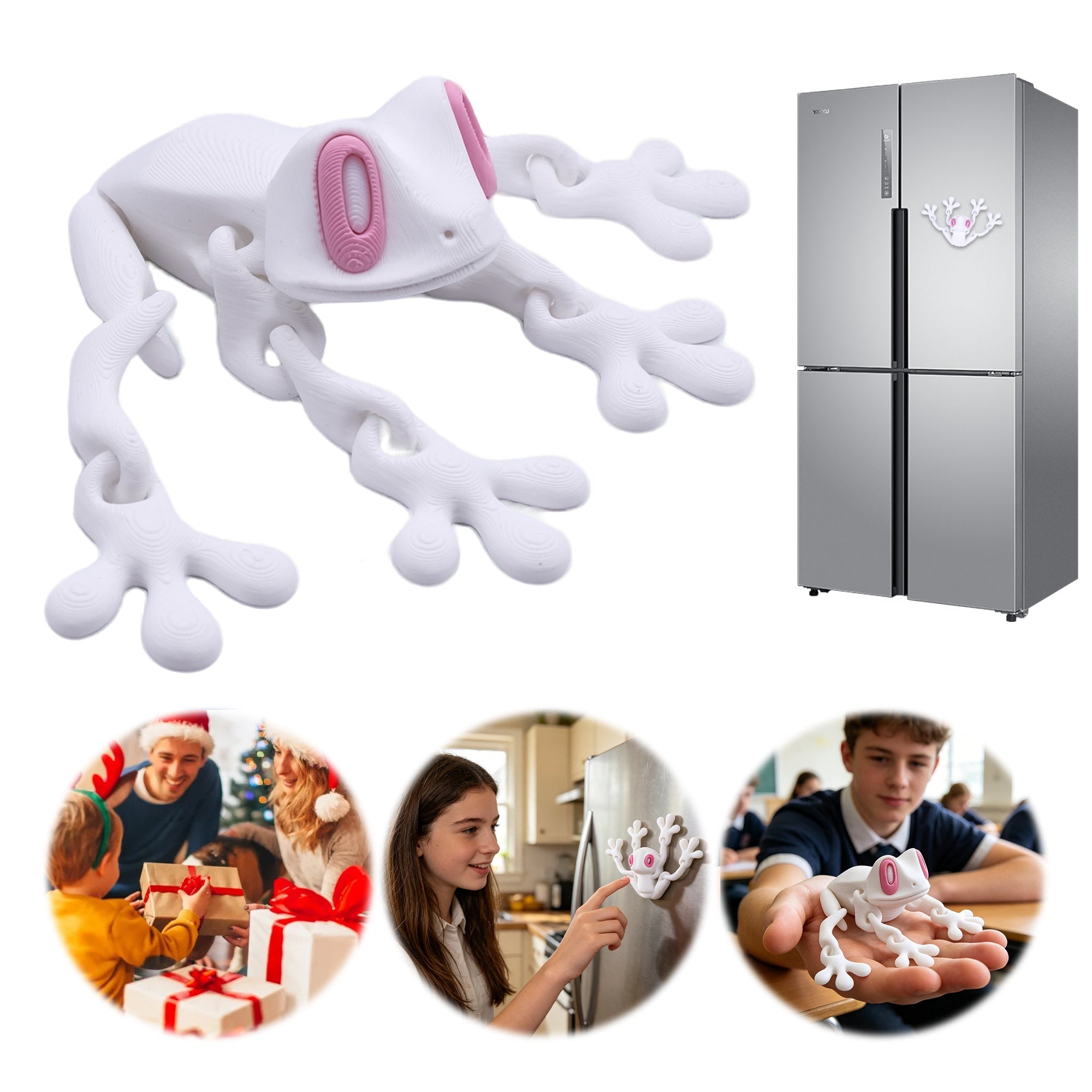 Large 3D Printed Frog Fridge Magnet, Articulated Tree Frog Magnetic Refrigerator Decoration, Cute Animal Magnet For Kitchen Locker Office Decor