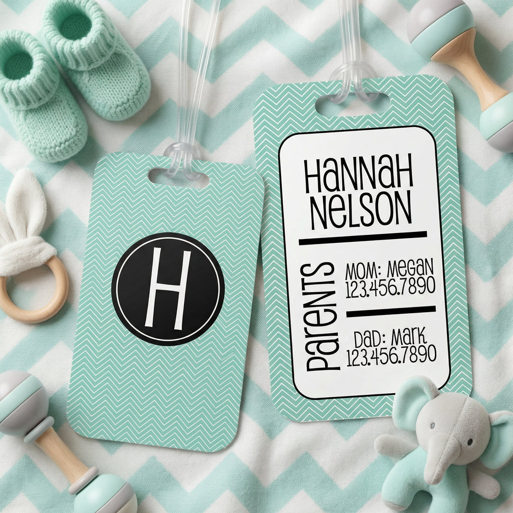 Personalized Diaper Bag Tag - Custom Name Label | Durable Aluminum Baby Accessory