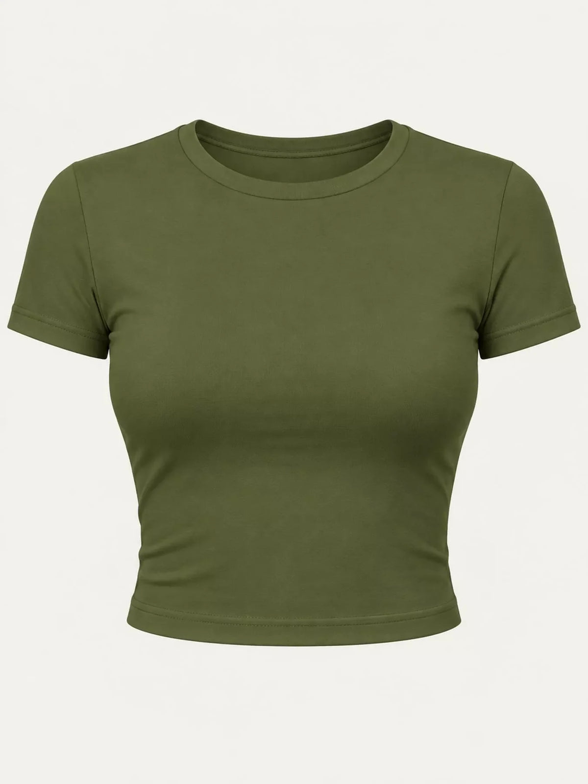 Slim Fit Basic Crew Neck Short Sleeve Crop T-Shirt