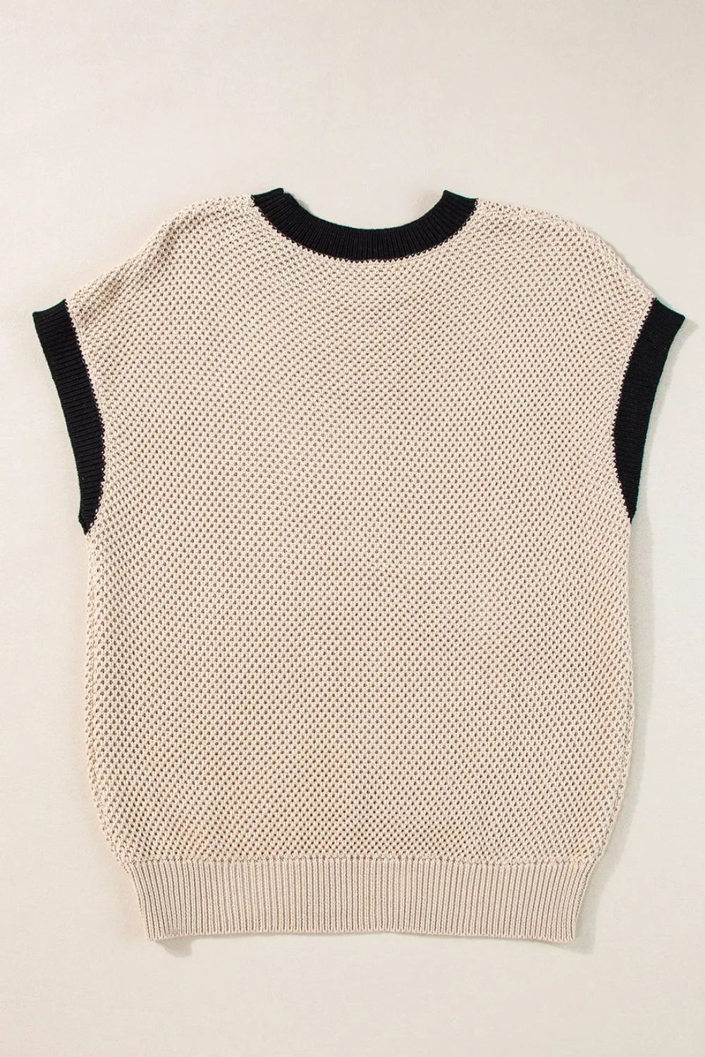 Textured Knit Sweater with Contrast Trim Details