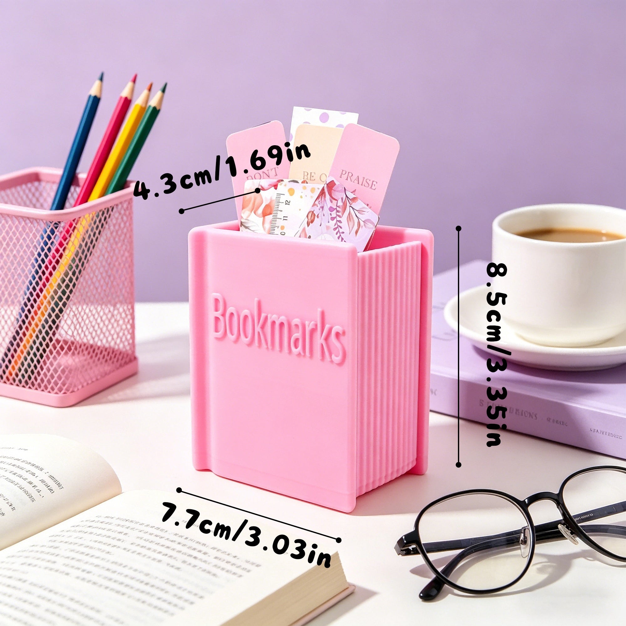3D Printed Book-Shaped Bookmark Holder, Desktop Bookmark Organizer With Large Capacity, Decorative Book Style Storage Stand For Desk, Office, Reading Room & Bookshelf