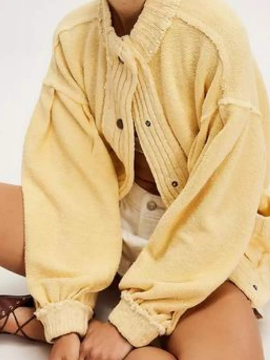 Snap Down Dropped Shoulder Cardigan