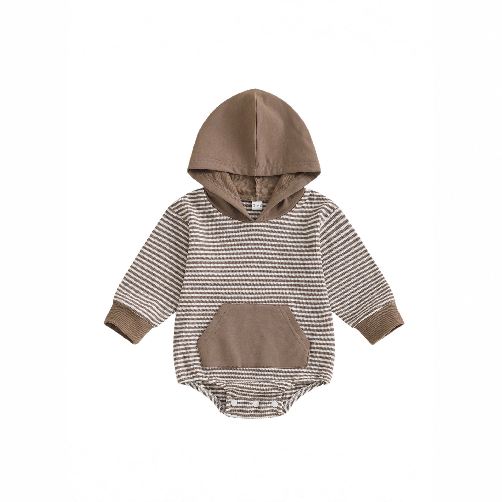 Childrens Solid-color Striped Long-sleeve Romper