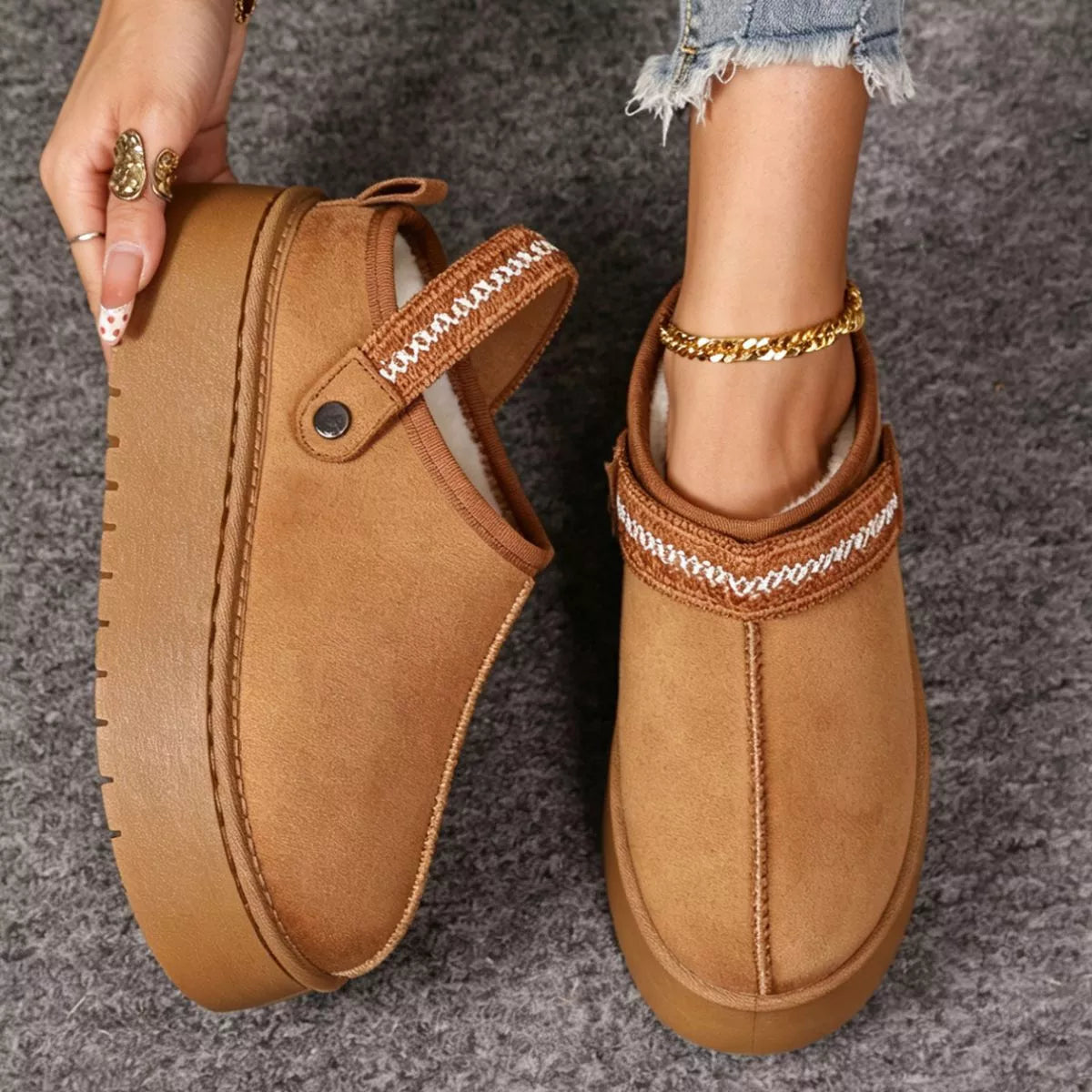 Platform Suede Fur-Lined Boots