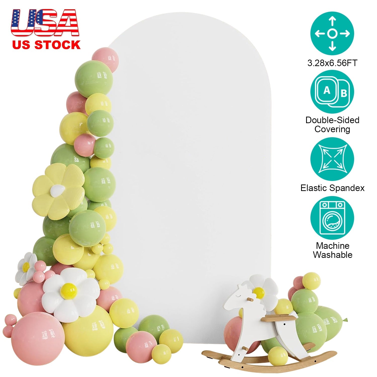 Arch Backdrop Stand Cover White Spandex Fabric