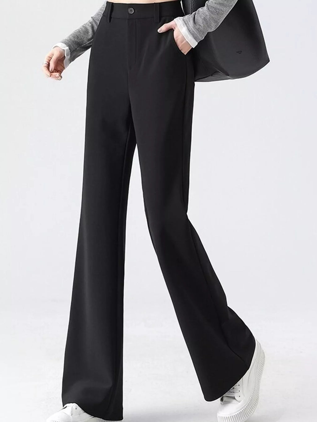 Full Size High-Waisted Slim-Fit Straight-Leg Pants Plus Size