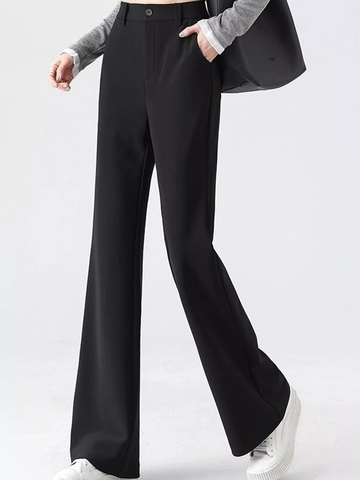 Full Size High-Waisted Slim-Fit Straight-Leg Pants Plus Size