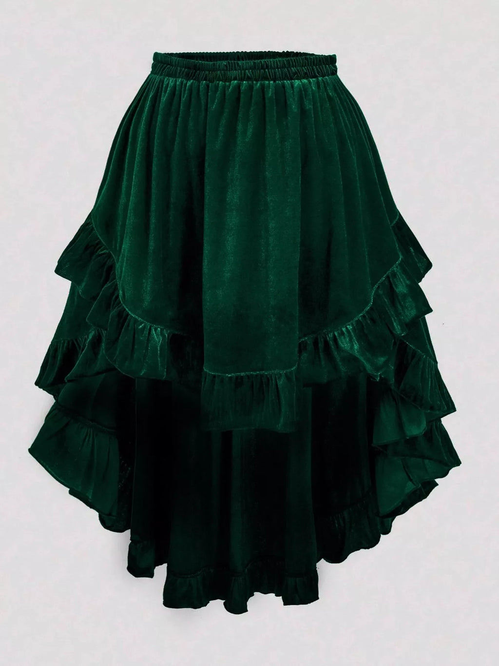 Plus Size Ruffled Velvet Elastic Waist Skirt