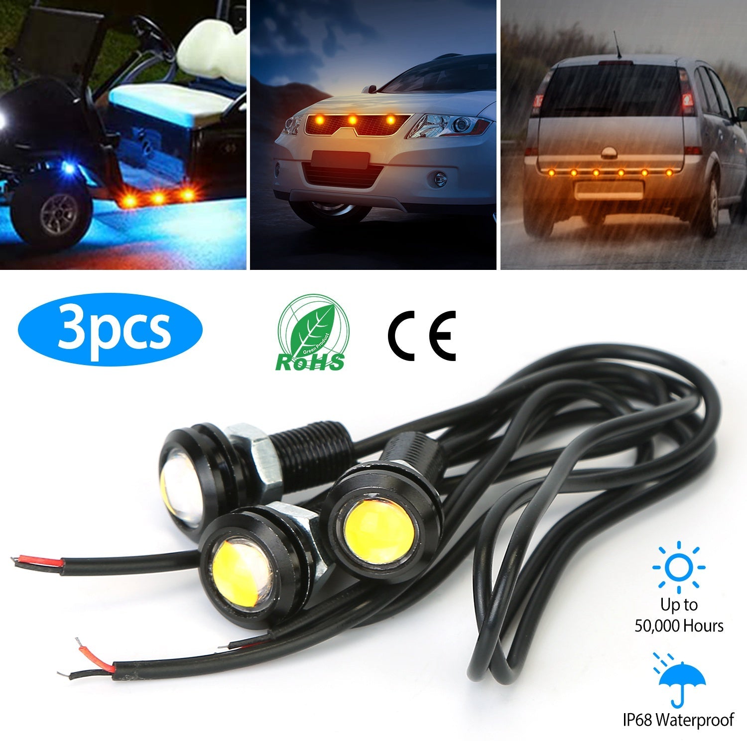 Amber Eagle Eye LED Grille Light for Vehicles