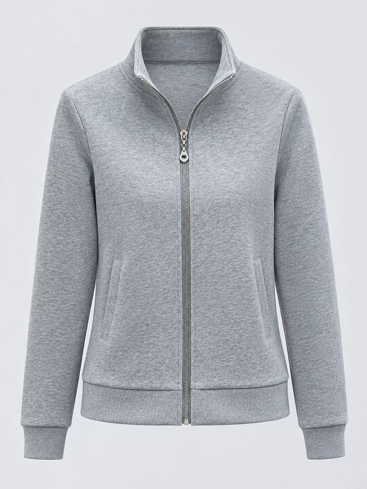 Full Size Stand-Collar Zip-Up Sweatshirt Plus Size