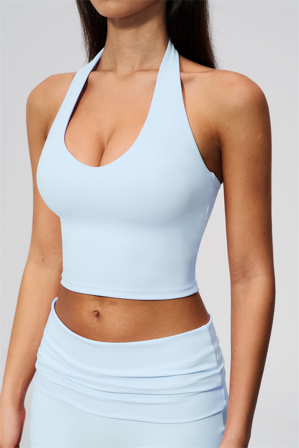 The Twirl Wide Strap Halter Crop Top
