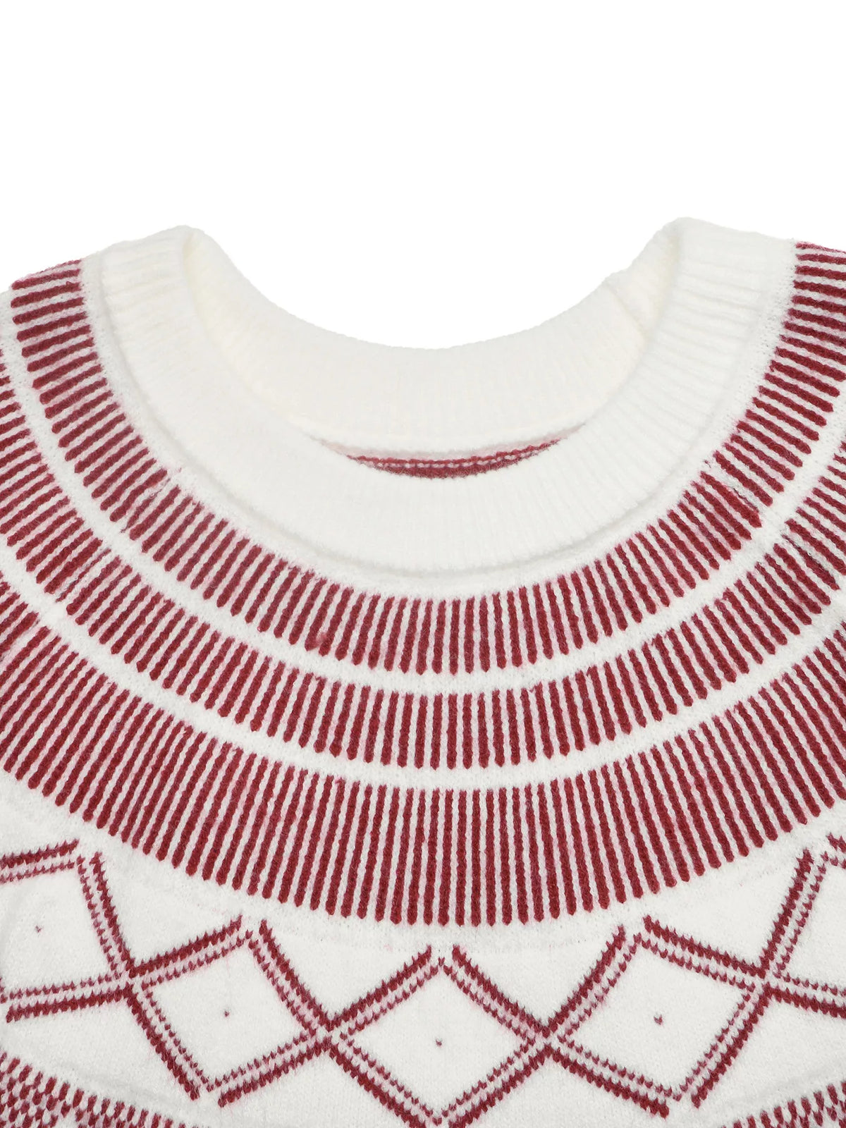 Geometric Crew Neck Knit Sweater