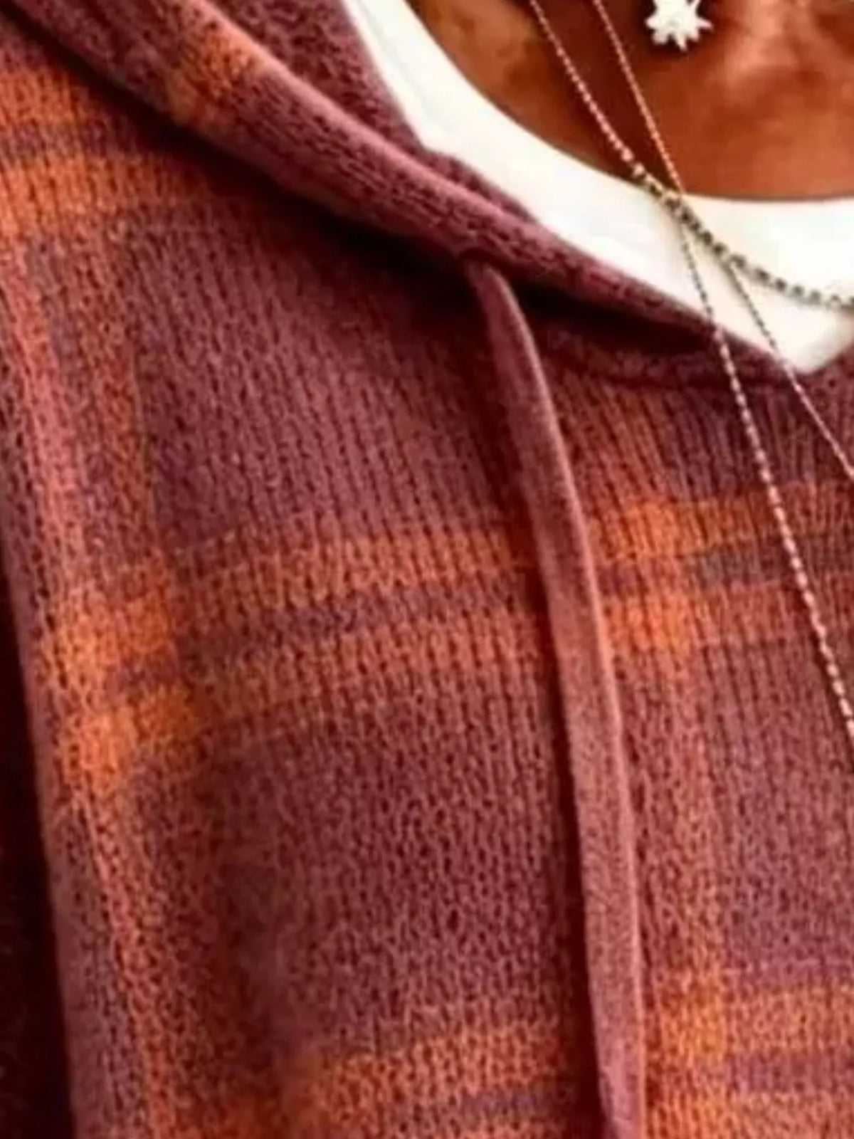 Full Size Drawstring Plaid Hooded Sweater Plus Size