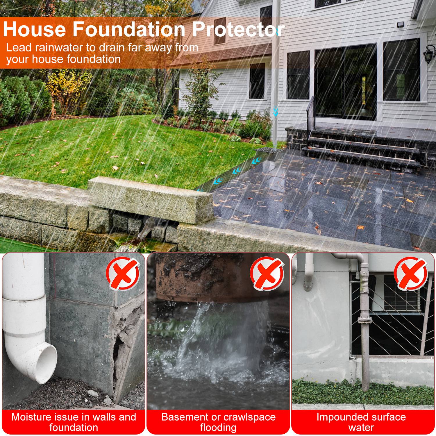 Gutter Downspout Extension, Low Profile Extendable Hose
