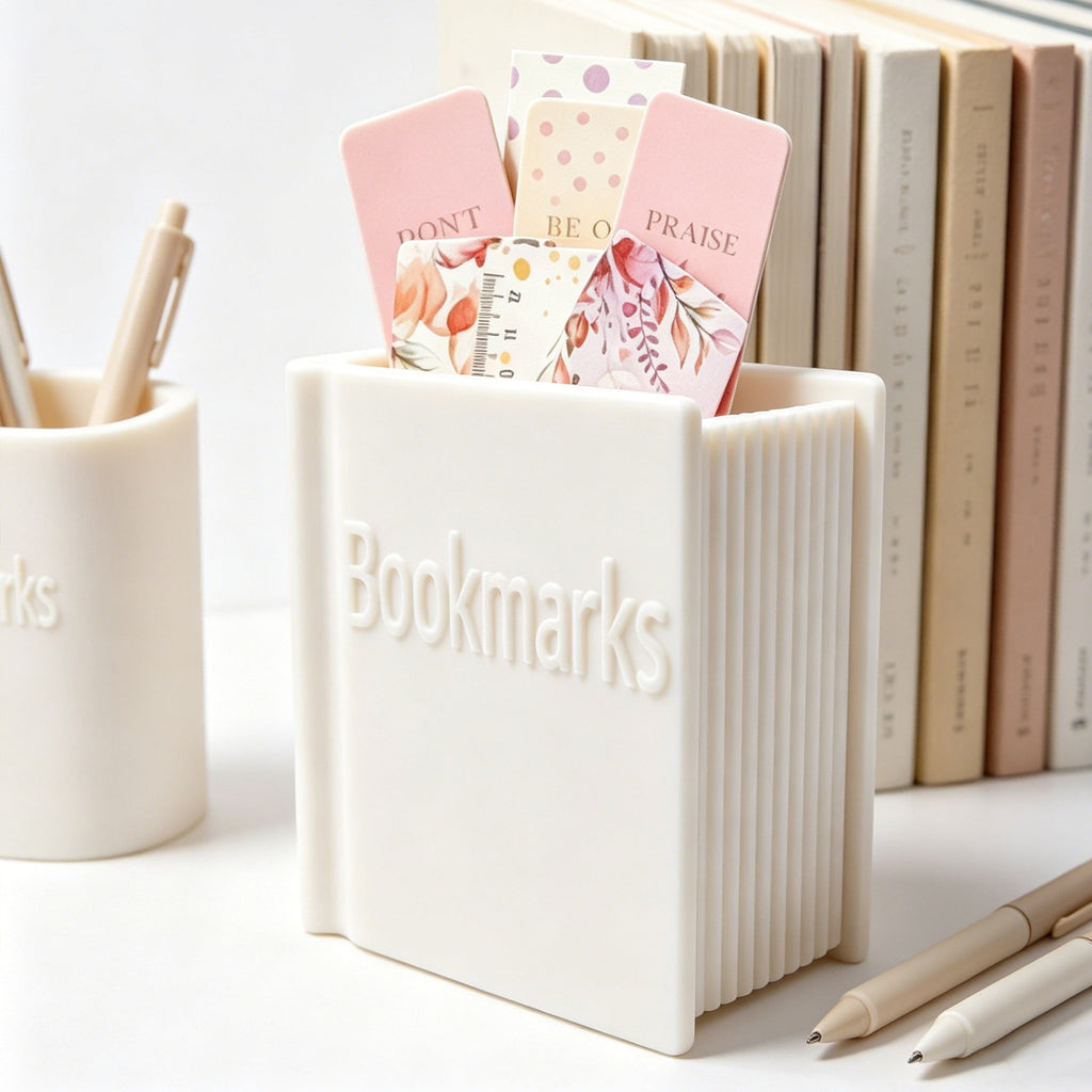 3D Printed Book-Shaped Bookmark Holder, Desktop Bookmark Organizer With Large Capacity, Decorative Book Style Storage Stand For Desk, Office, Reading Room & Bookshelf