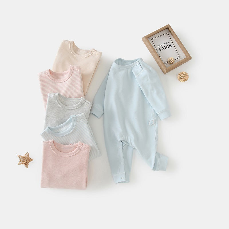 Cotton Baby Boneless Shoulder-Clasp Pajamas