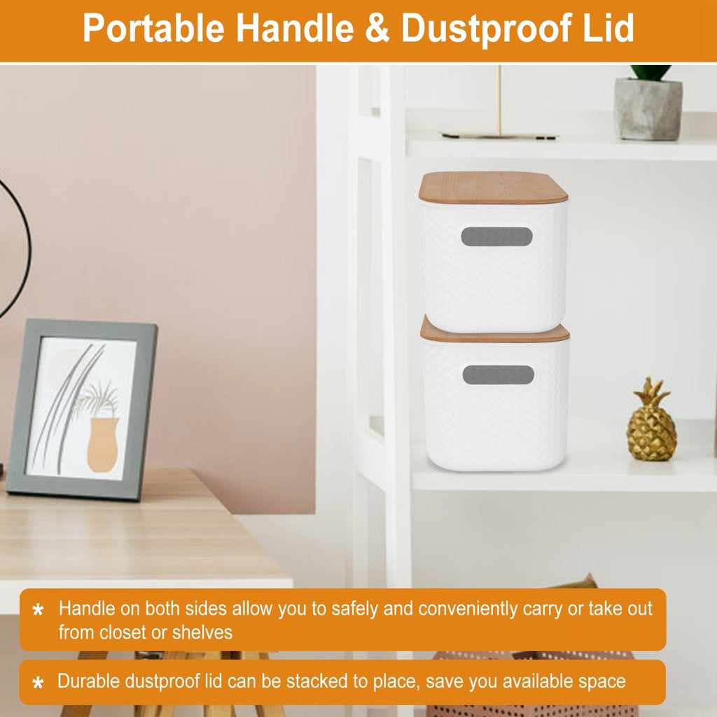 Stackable Storage Bins with Bamboo Lids - 2 Pack