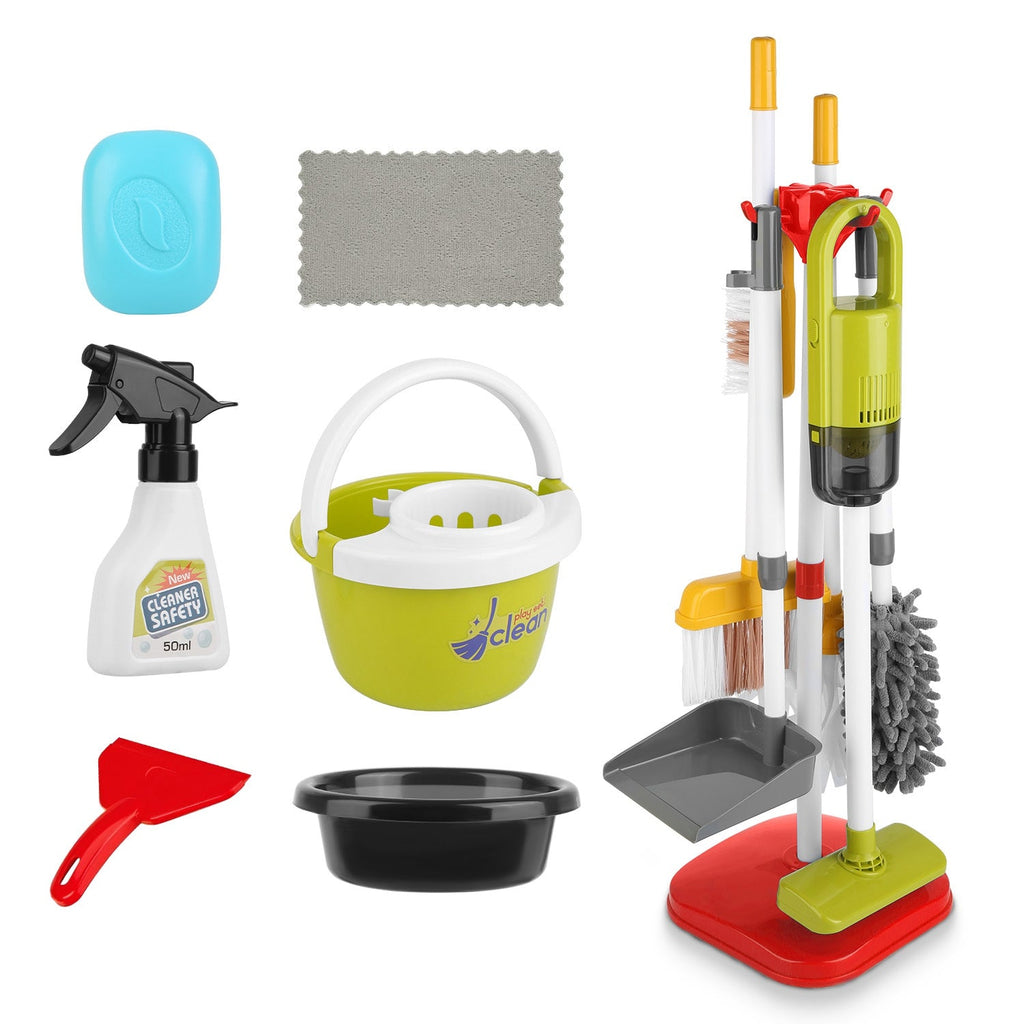 Kids Cleaning Toy Set with Vacuum, Broom & Stand - 14pc