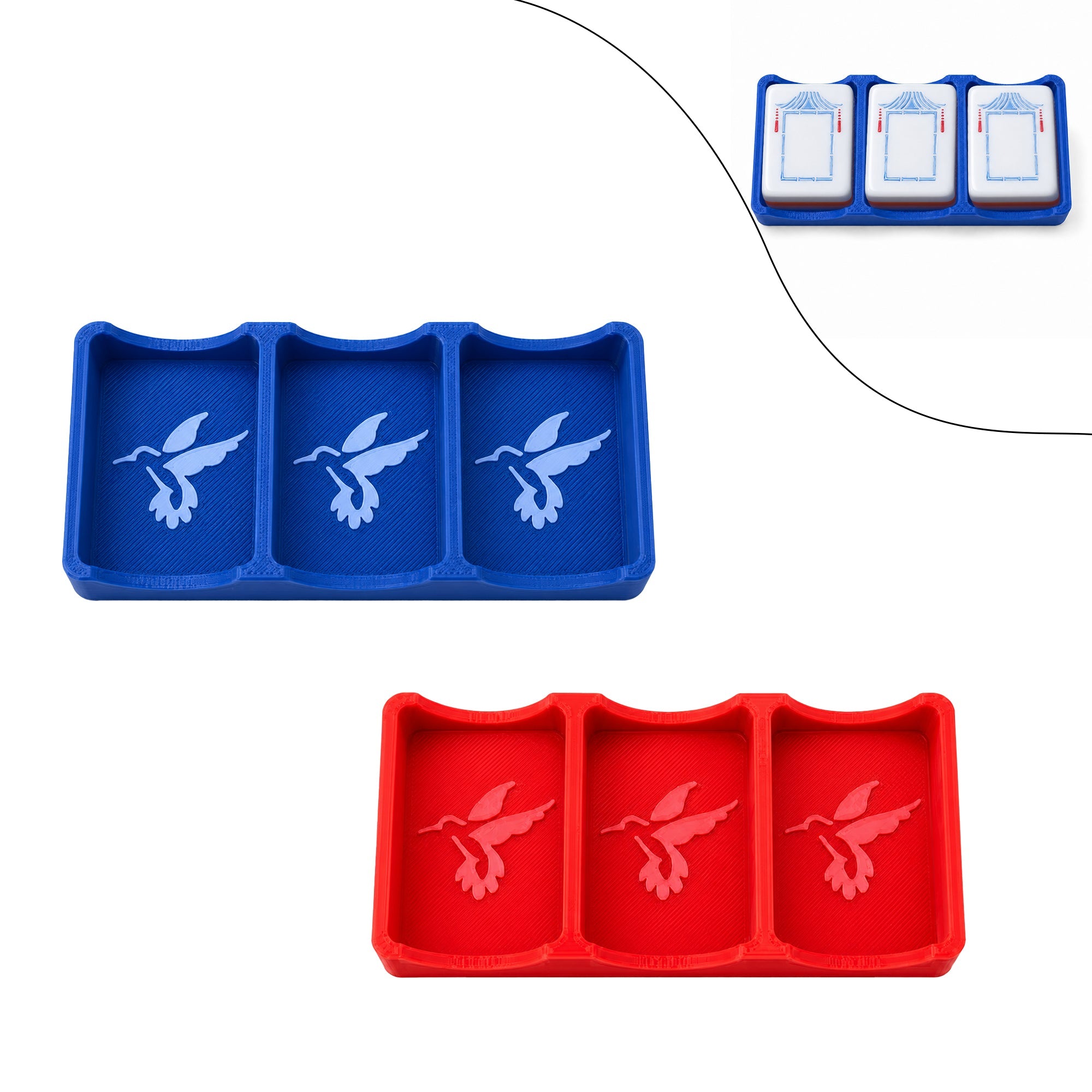 3-Slot Mahjong Tile Exchange Tray, 3D Printed Mahjong Passing Holder For 3 Tiles, Compact American Mahjong Game Accessory