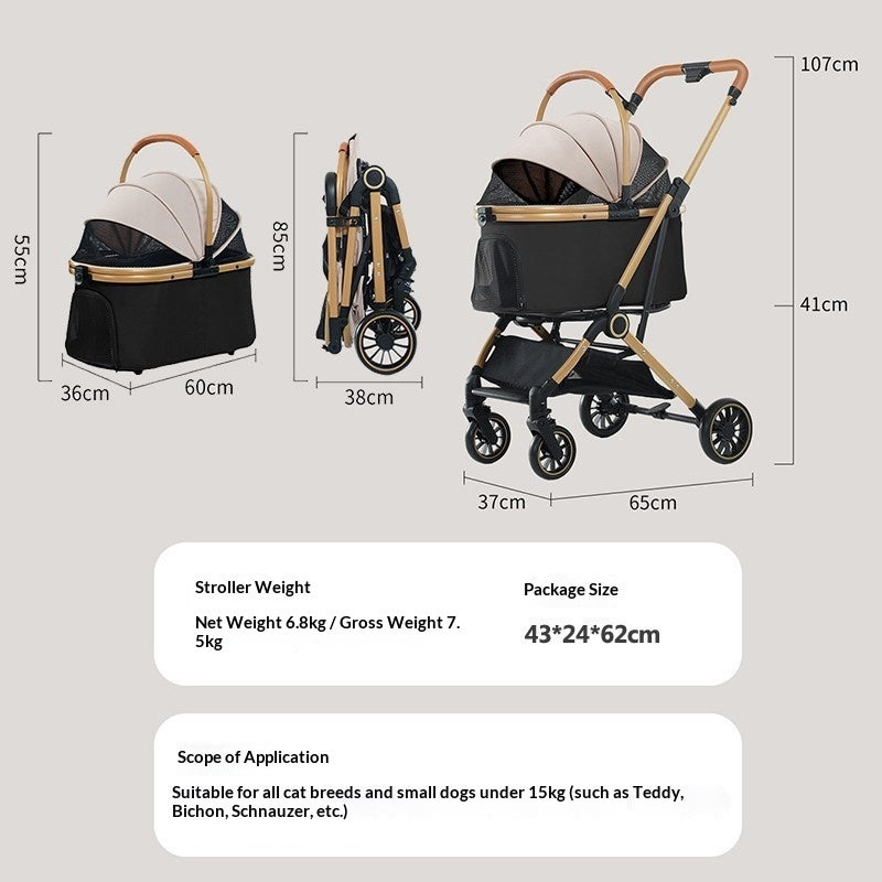 One-touch Folding Detachable Pet Stroller
