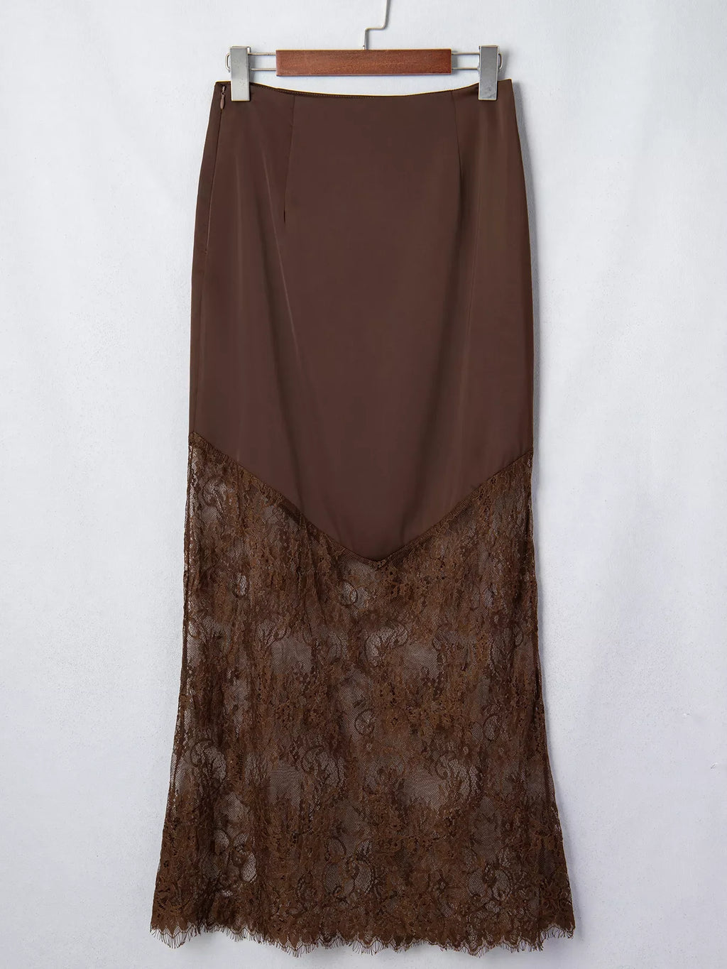 Lace Patchwork Hem Long Casual Shift Skirt