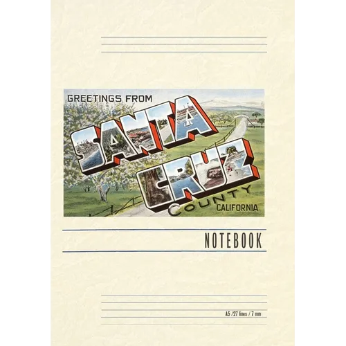Vintage Lined Notebook Greetings from Santa Cruz, California - Paperback