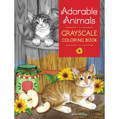 Adorable Animals Grayscale Coloring Book - Paperback