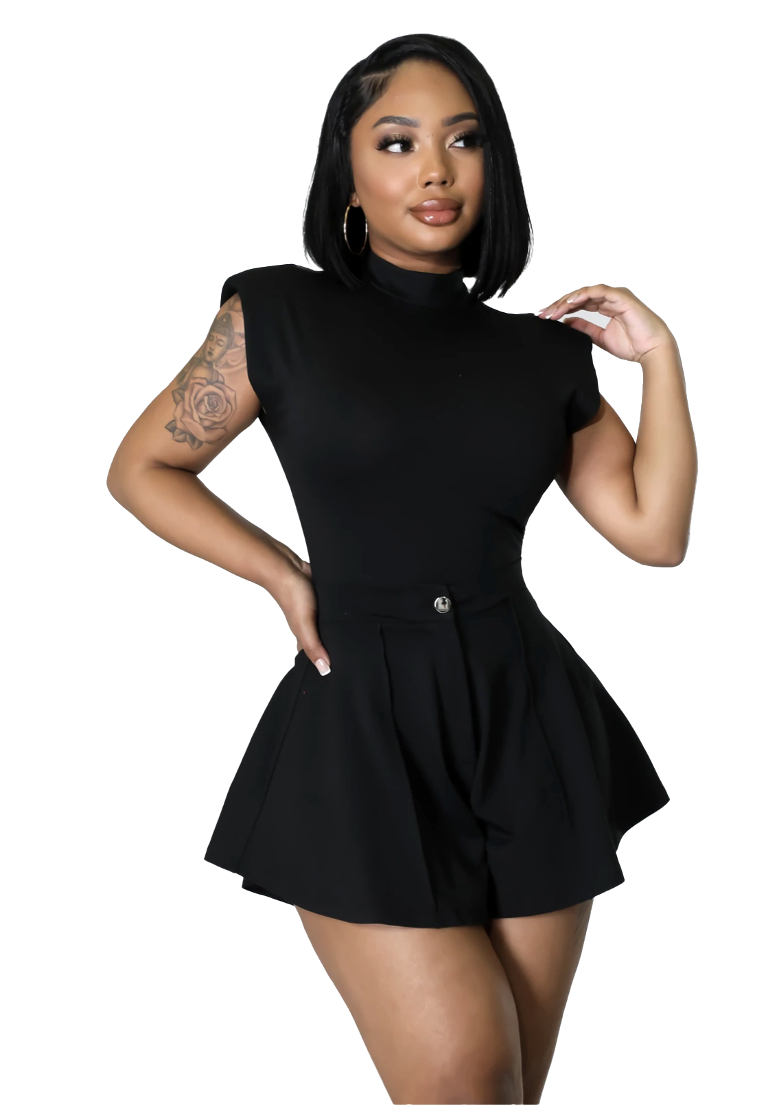 Two Piece Set: Bodysuit & Short Shorts