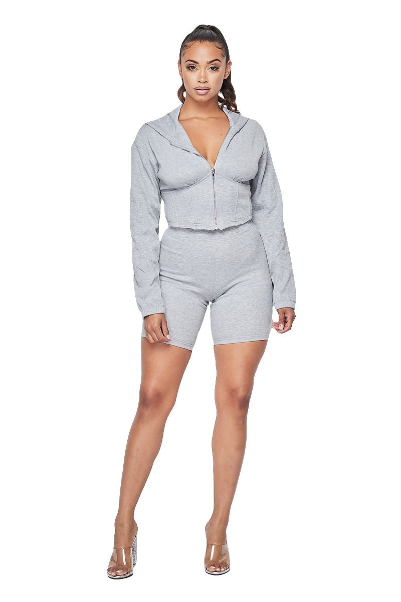 Cropped Hoody Corset Set
