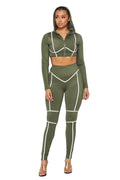 2 PC Spandex Cropped Hoody Jacket Legging Suit {2 colors available}