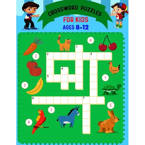 Crossword Puzzles For Kids Ages 8 to 12: Boosting Brains For Young Minds - Paperback