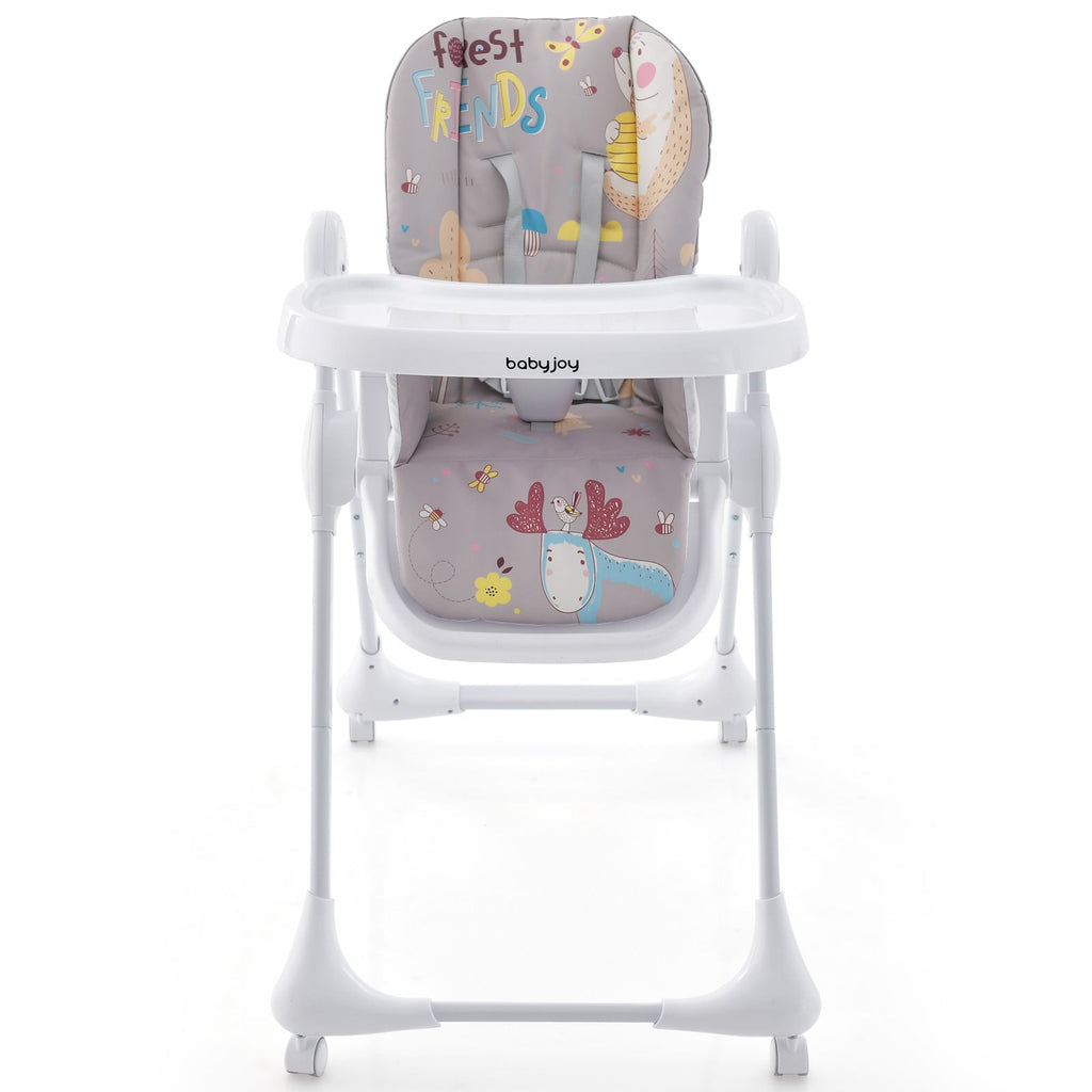 3-In-1 Convertible Highchair with Adjustable Height and 5-Point Safety Belt and Lockable Wheels