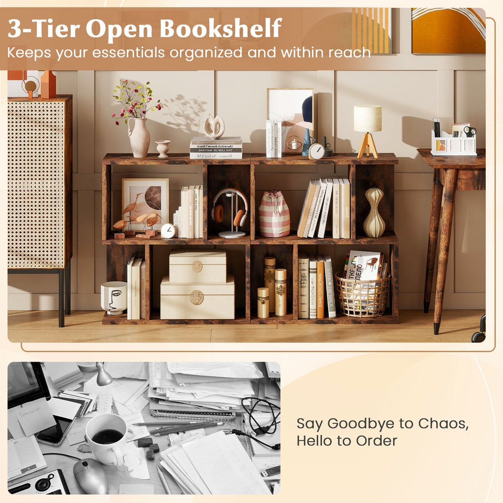 3-Tier Bookshelf with Display Shelf for Small Space