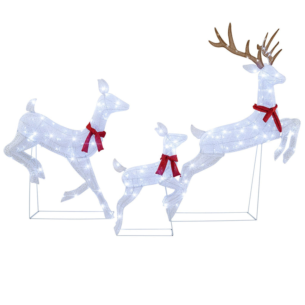 3-Piece Christmas Pre-Lit Lighted Reindeer Family Set