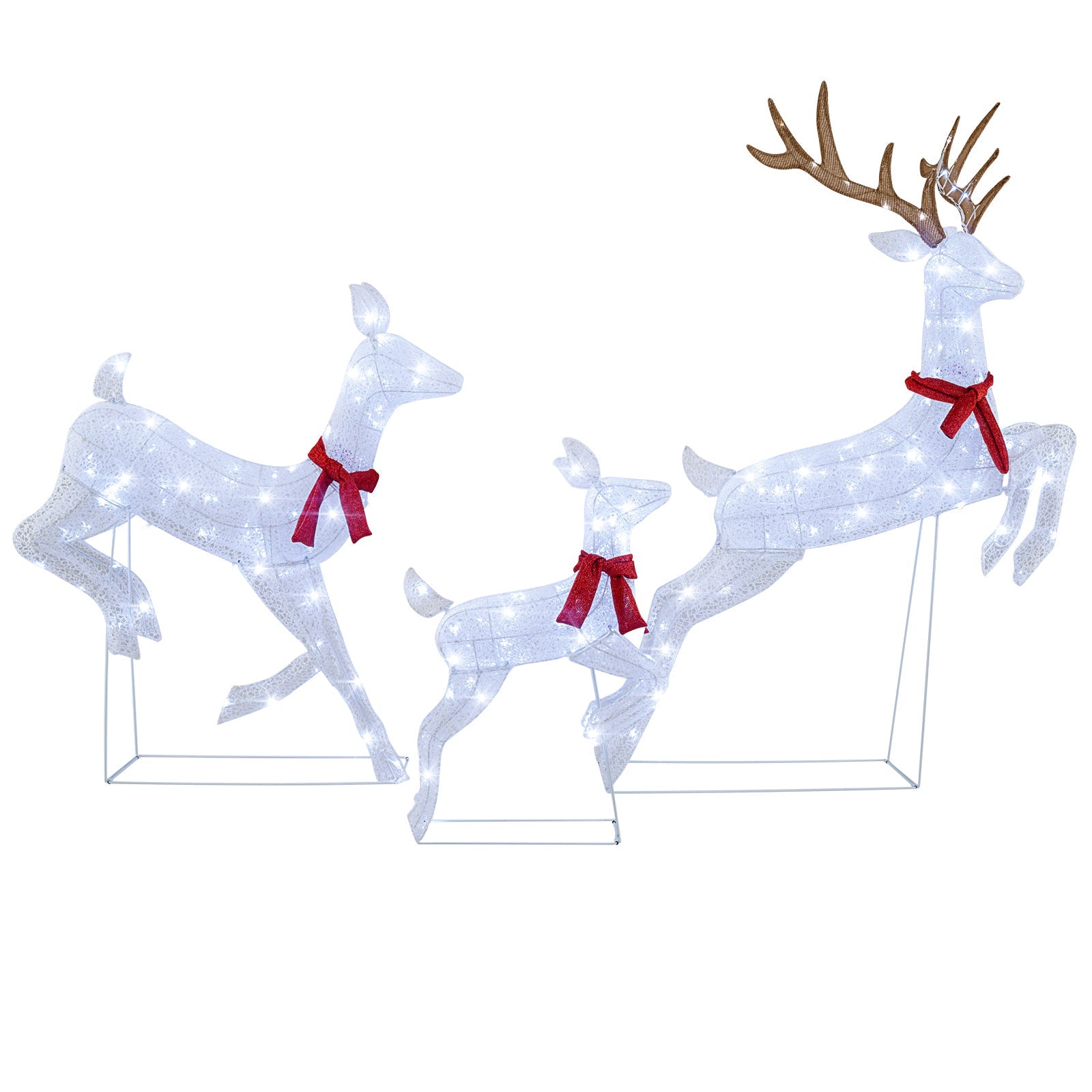 3-Piece Christmas Pre-Lit Lighted Reindeer Family Set